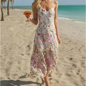 VENUS Floral Maxi Dress - Pink and White